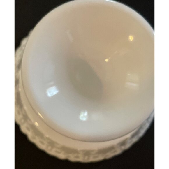 Fenton Milk Glass Compote Spanish Lace Silver Crest Pedestal Vintage 6" x 6.5" - Picture 12 of 12